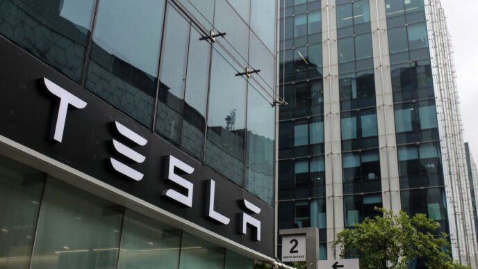 Robotáxis e Robôs da Tesla — foto ilustrativa