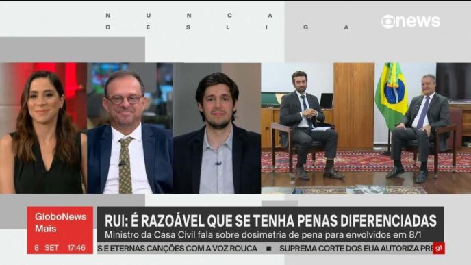 Ministro Rui Costa em entrevista, discutindo planos para a tarifa zero no transporte público.