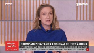 Donald Trump e Xi Jinping em reunião de cúpula, discutindo tensões comerciais e ameaças de tarifas.