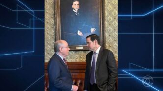 Ministro Mauro Vieira e Secretário Marco Rubio em encontro diplomático, discutindo relações comerciais Brasil-EUA.