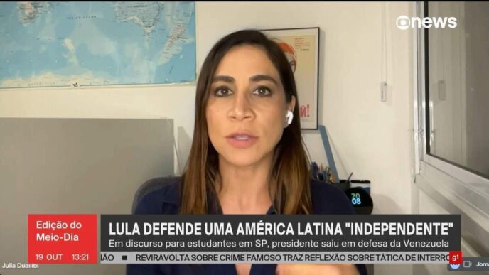 Presidente Lula em evento diplomático, foco na diplomacia brasileira.