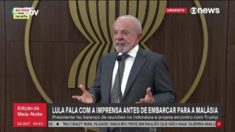 Presidente Lula em discurso sobre política externa e relações internacionais, criticando ações dos EUA na Venezuela.