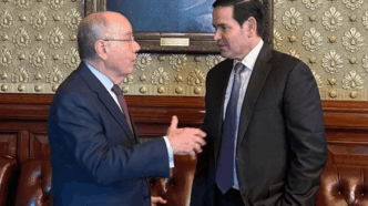 Mauro Vieira e Marco Rubio em reunião sobre comércio bilateral em Washington.