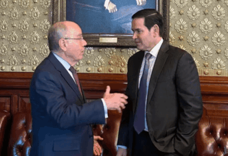 Mauro Vieira e Marco Rubio em reunião sobre comércio bilateral em Washington.