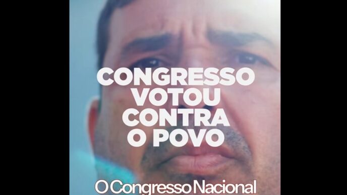 Screenshot de vídeo do PT criticando o Congresso pela rejeição da MP do IOF.