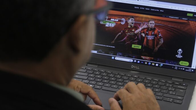Plataformas de apostas online em destaque e um gráfico simbólico de aumento de impostos.