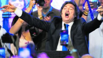 Gráfico do peso argentino e sua valorização após a vitória de Javier Milei.