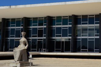 Fachada do Supremo Tribunal Federal (STF) em Brasília, sede da mais alta corte de justiça brasileira, associada à indicação judicial de Lula.