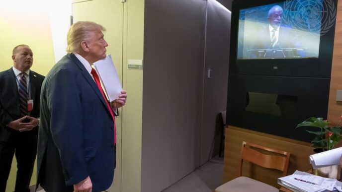 Luiz Inácio Lula da Silva e Donald Trump em encontro na ONU.