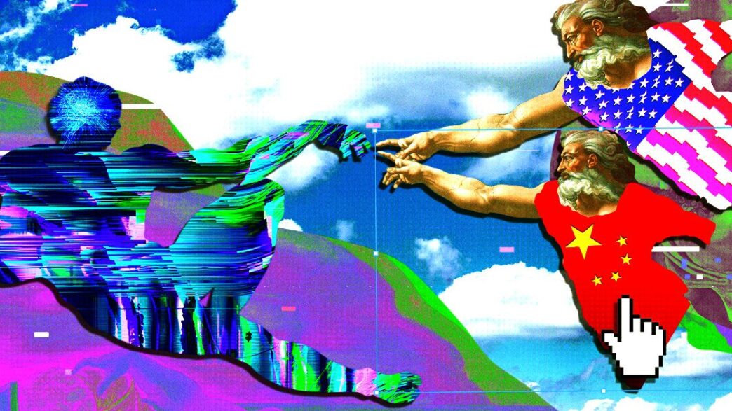 Corrida da IA EUA vs China — foto ilustrativa