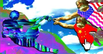 Corrida da IA EUA vs China — foto ilustrativa