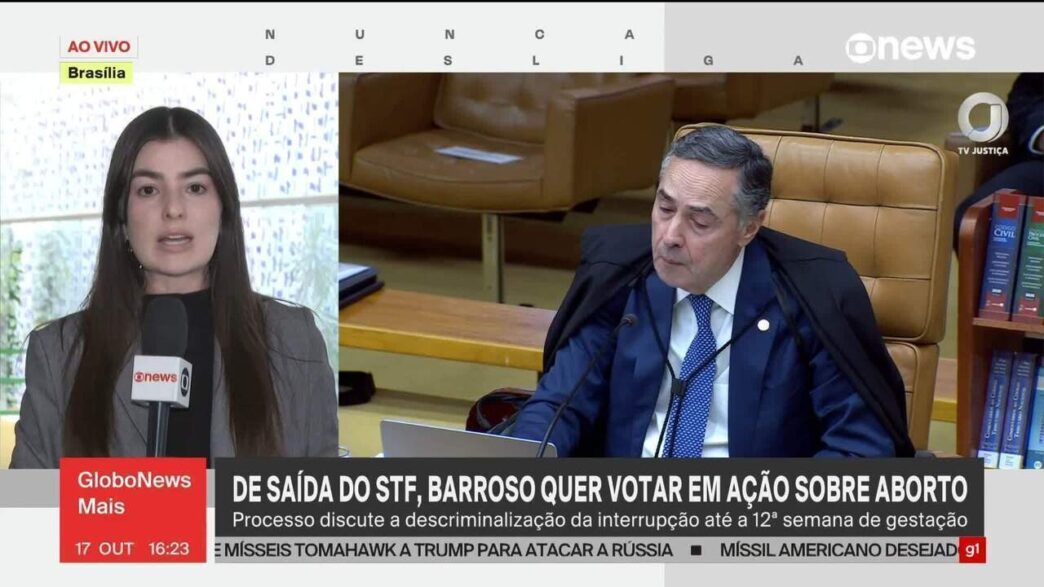Ex-ministro Luís Roberto Barroso em sessão do STF, em nota sobre pedido da CNBB para anular seu voto em ação sobre aborto.