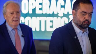 Ministro Ricardo Lewandowski e Governador Cláudio Castro em reunião sobre segurança pública no Rio de Janeiro.