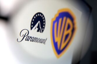 Logotipos da Paramount e Warner Bros em destaque.
