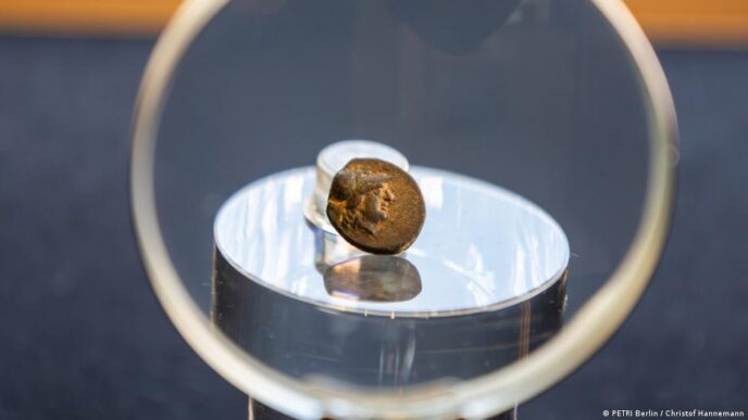 Moeda de bronze da Grécia Antiga encontrada em Berlim