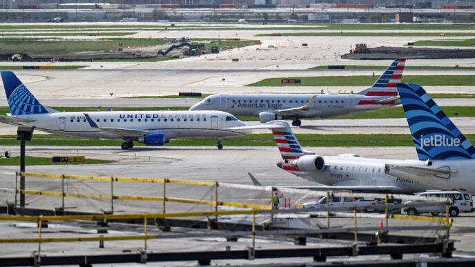 Aeronave da American Airlines em operação comercial.