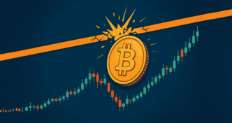 Gráfico de variação de preço do Bitcoin em ambiente de mercado financeiro.