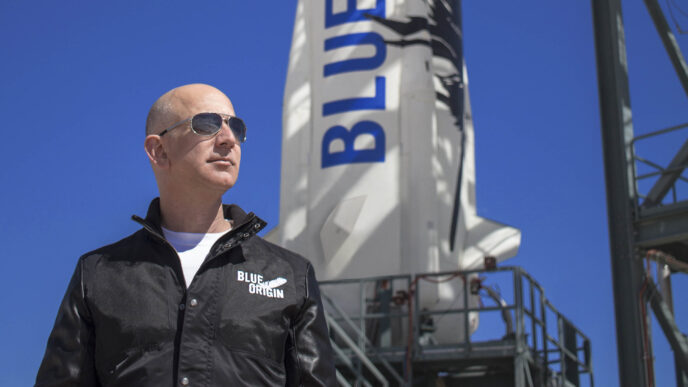 Foguete New Glenn da Blue Origin durante operação de lançamento.
