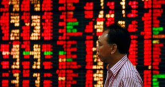 Gráfico de desempenho das bolsas asiáticas com destaque para o mercado chinês.