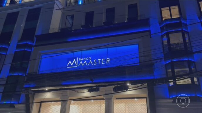 Fachada do Banco Master em registro fotográfico.