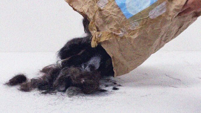 Tecido biodegradável feito de cabelo humano para retenção de umidade no solo.