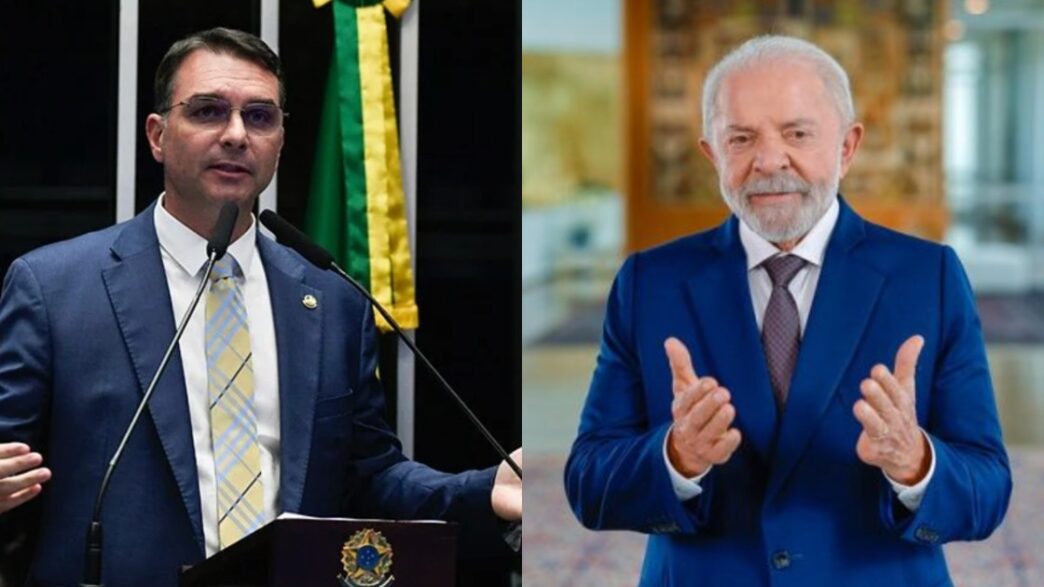 Gráfico representando intenções de voto para Flávio Bolsonaro e Lula em São Paulo.