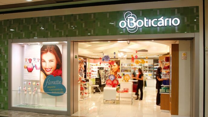 Fachada de loja do Grupo Boticário em expansão no mercado brasileiro.
