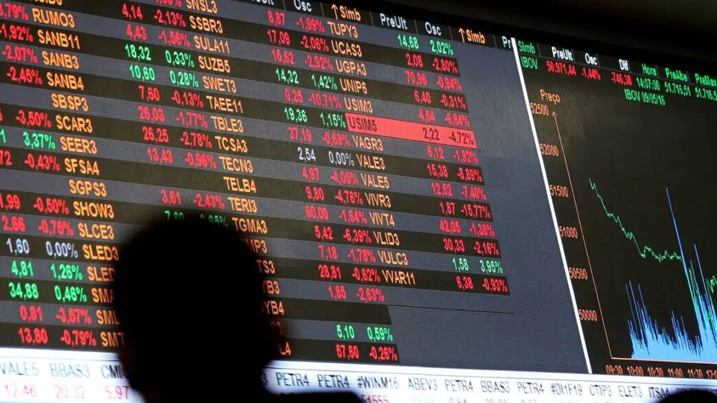 Gráfico diário do Ibovespa mostrando movimento de correção técnica.