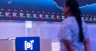 Gráfico de desempenho do Ibovespa na B3.