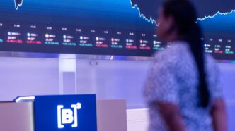 Gráfico de desempenho do Ibovespa na B3.