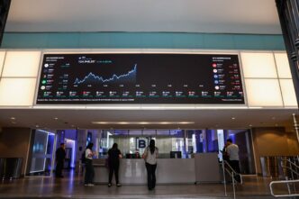 Gráfico de desempenho do Ibovespa durante o pregão.