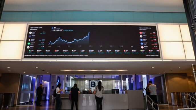 Gráfico de desempenho do Ibovespa durante o pregão.
