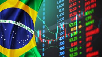Gráfico de desempenho do Ibovespa atingindo novas máximas históricas.