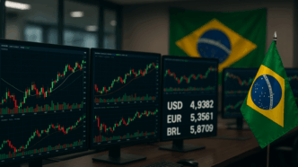 Gráfico de desempenho do mercado de ações brasileiro.