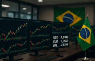 Gráfico de desempenho do mercado de ações brasileiro.