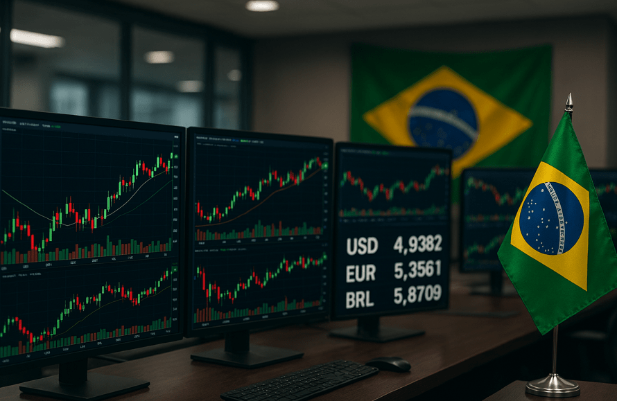 Gráfico de desempenho do mercado de ações brasileiro.