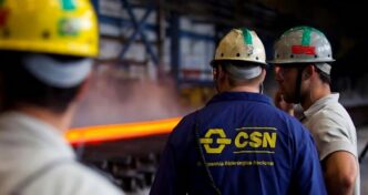 Gráfico de desempenho das ações da CSN e CSN Mineração no mercado financeiro.