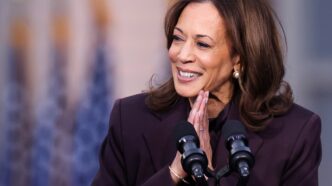 Kamala Harris participa de evento da National Action Network em Nova York.