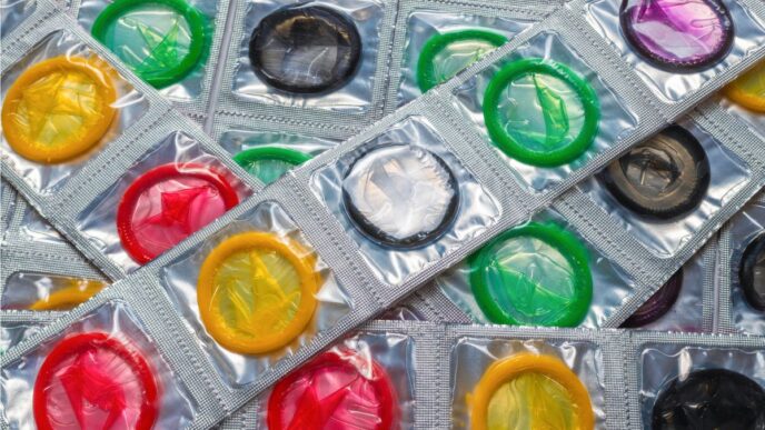 Linha de producao de preservativos da fabricante Karex.