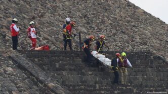 Vista aérea do sítio arqueológico de Teotihuacan no México.