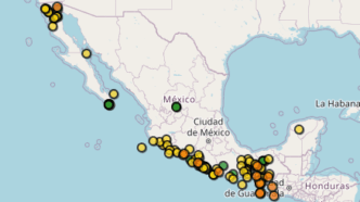 Mapa sismológico do México indica regiões com maior atividade tectônica recente.