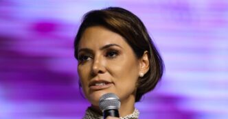 Michelle Bolsonaro em evento político do Partido Liberal.