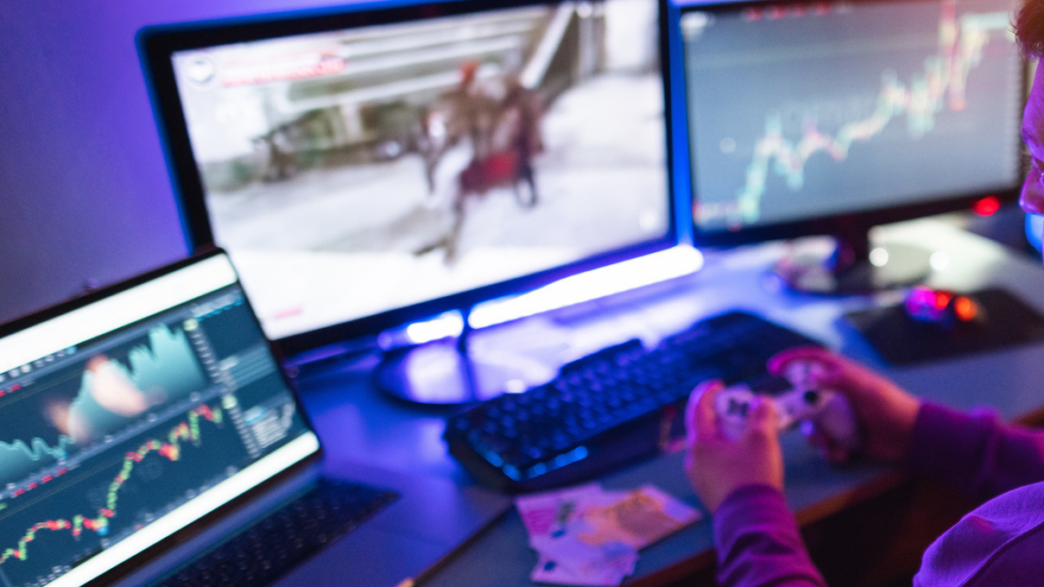 Representação gráfica de tecnologia de inteligência artificial aplicada ao desenvolvimento de jogos.