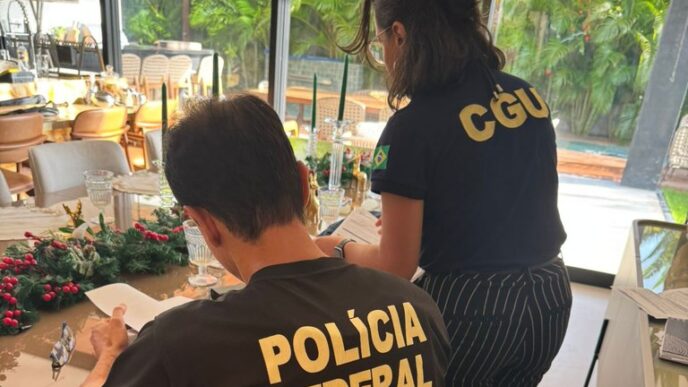 Agentes da Polícia Federal em ação durante operação no Distrito Federal.