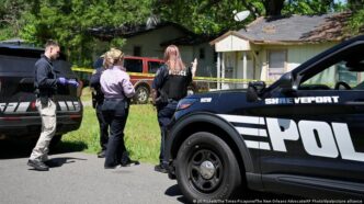 Cena do crime isolada pela polícia em Shreveport após tiroteio.
