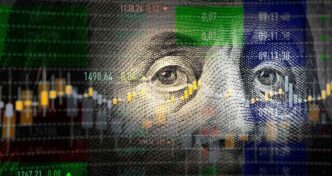 Gráfico de indicadores financeiros globais e movimentação de moedas.