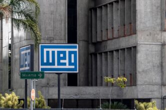 Gráfico diário da WEGE3 com médias móveis e níveis de resistência.
